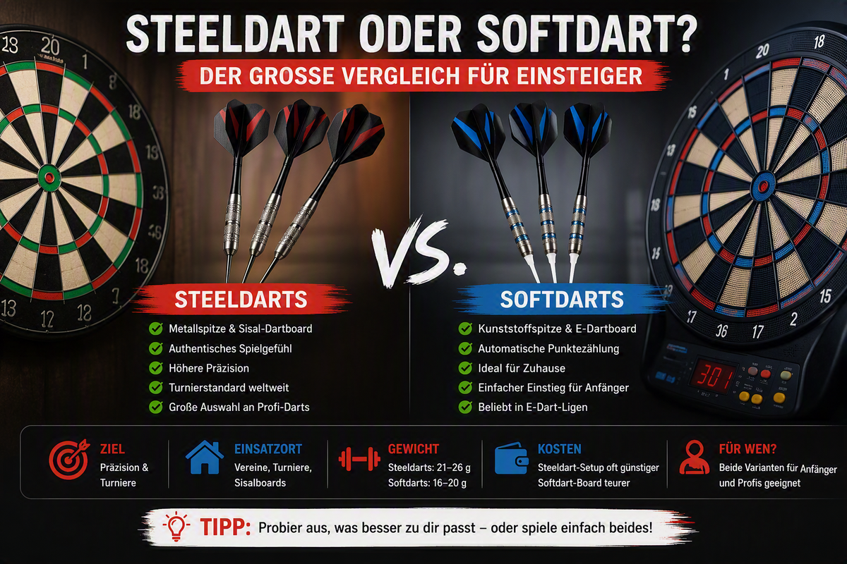 Steeldart oder Softdart? Der große Vergleich für Einsteiger