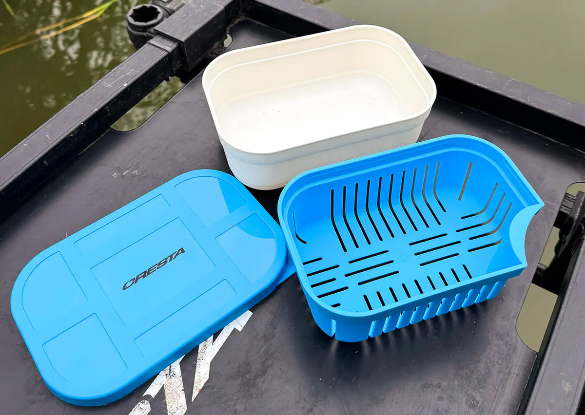 Cresta Bait Tub 600 ml – Closed Lid + Drain Köderbox KM-Shop Allround, Boxen, Cresta, diverses, Km-Tackle, kmtackle, zubehör 