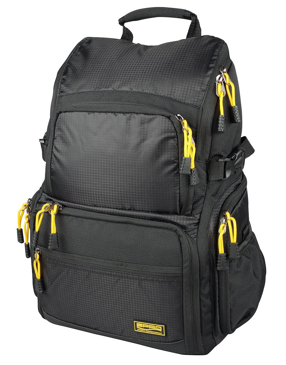 SPRO Back Pack + 4 Tackleboxen – Angelrucksack mit großem Stauraum & Rutenfach – Inkl. 4 Boxen
