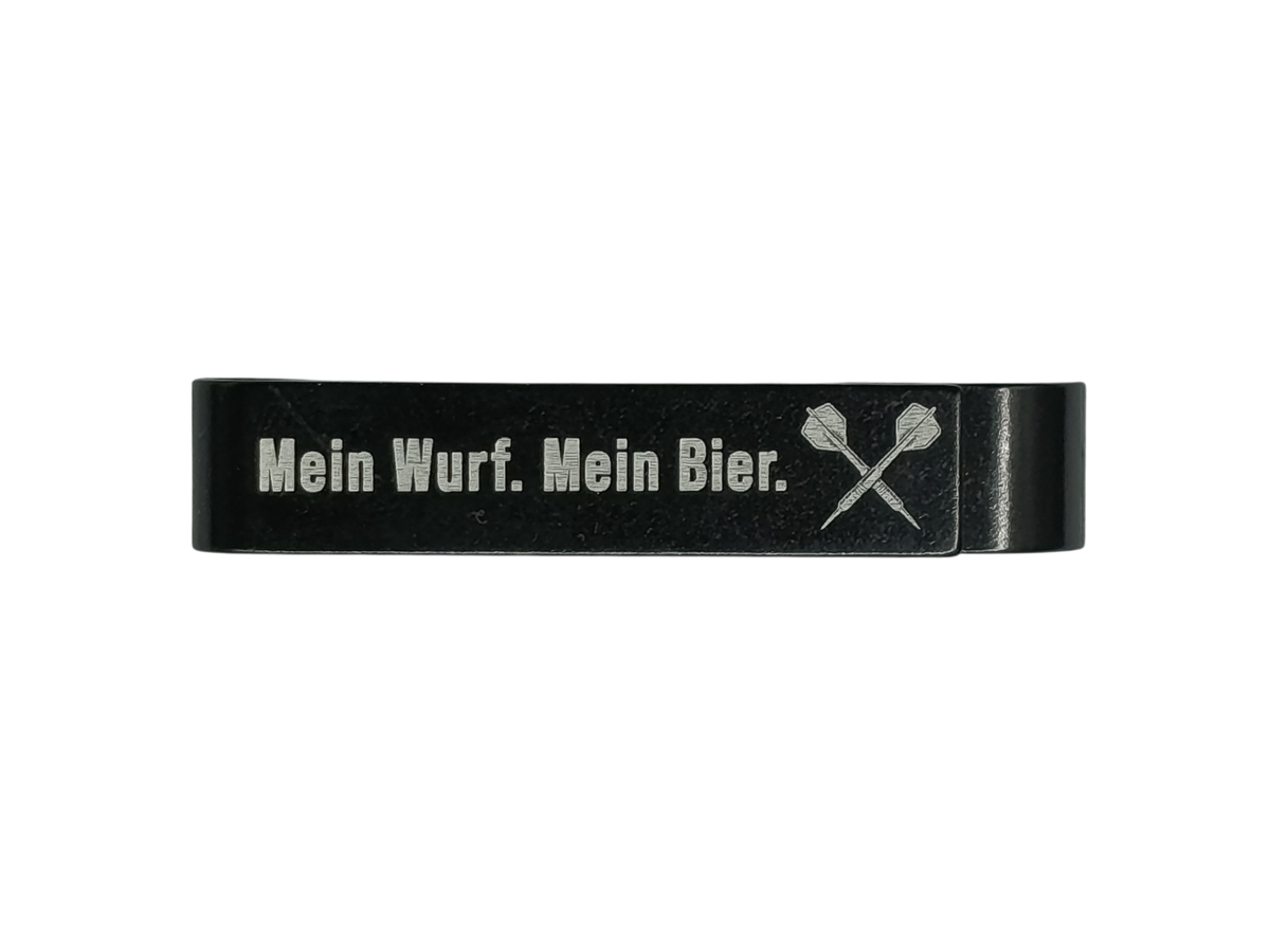 Schlüsselanhänger Bieröffner personalisiert – Metall Schwarz mit Gravur KM-Shop Dartshop, Km-Tackle, kmtackle