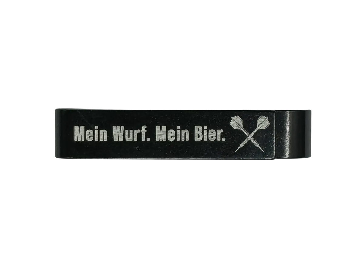 Schlüsselanhänger Bieröffner personalisiert – Metall Schwarz mit Gravur KM-Shop Dartshop, Km-Tackle, kmtackle 
