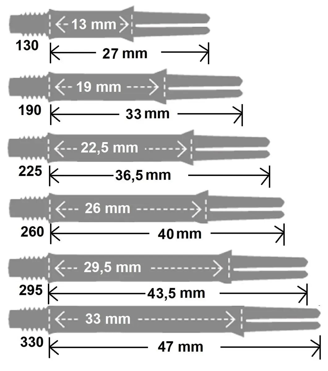 L-Style Dart Schafts Silent Straight Spinners inkl. Champagne Rings Shafts schwarz