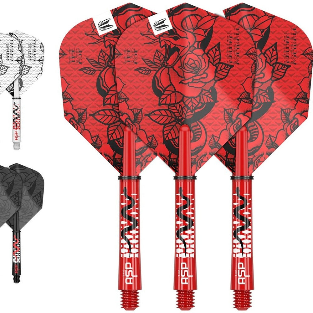  Target Nathan Aspinall Ink 2023 No6 Dartflights im roten, weißen und schwarzen Design, 3er-Set