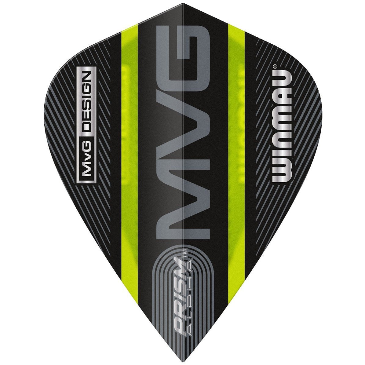 Winmau MvG Prism Alpha Kite Dart Flights in Grün und Schwarz mit MvG-Logo