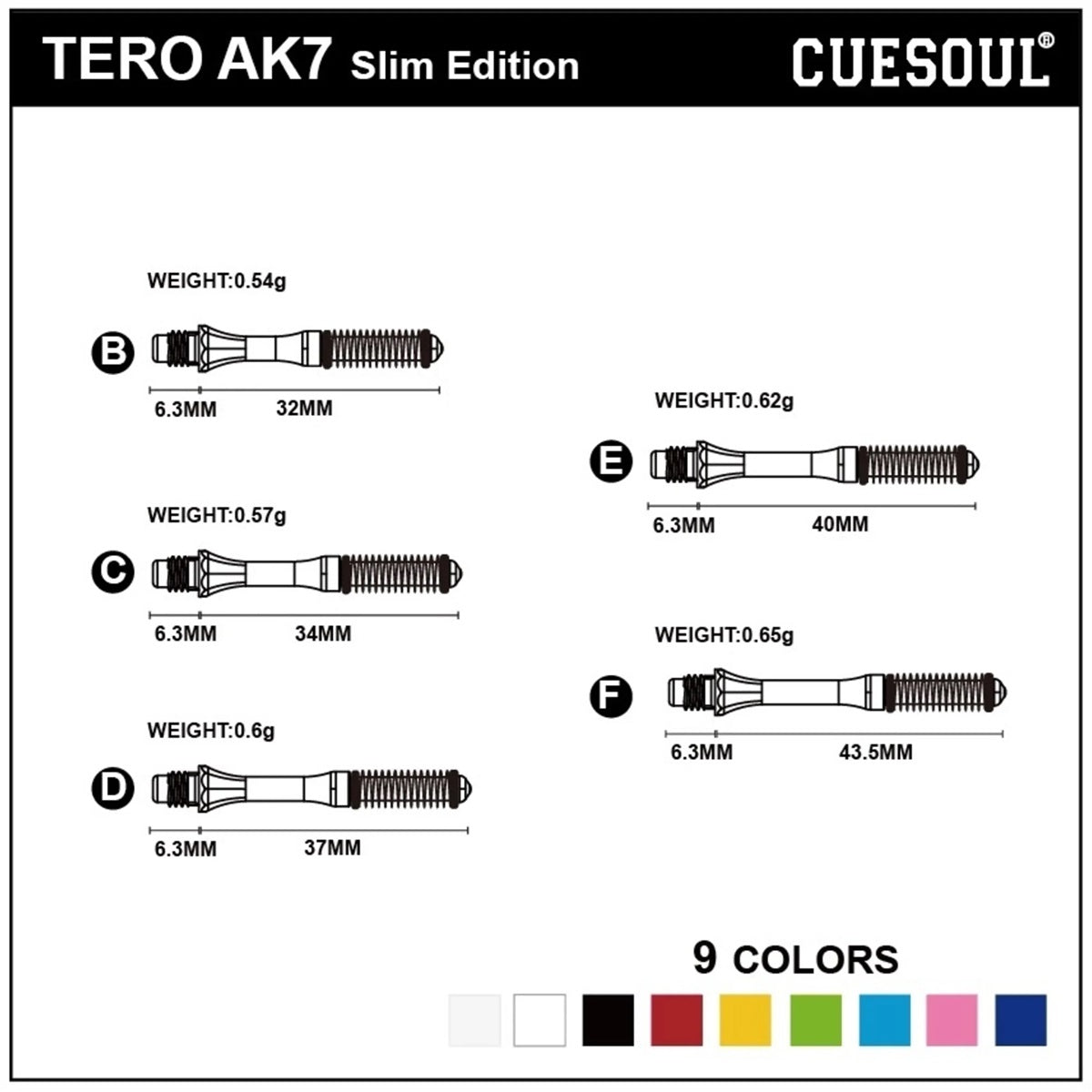 Cuesoul AK7 Tero Slim Dart Shaft Weiss Shafts KM-Shop Dart, Dartshop, neu, Neuheiten, schäfte