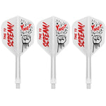 Target Japan Scream K-Flex Shaft/Flight System No6 mit dynamischem Comic-Design und integriertem Flight-Shaft-System.