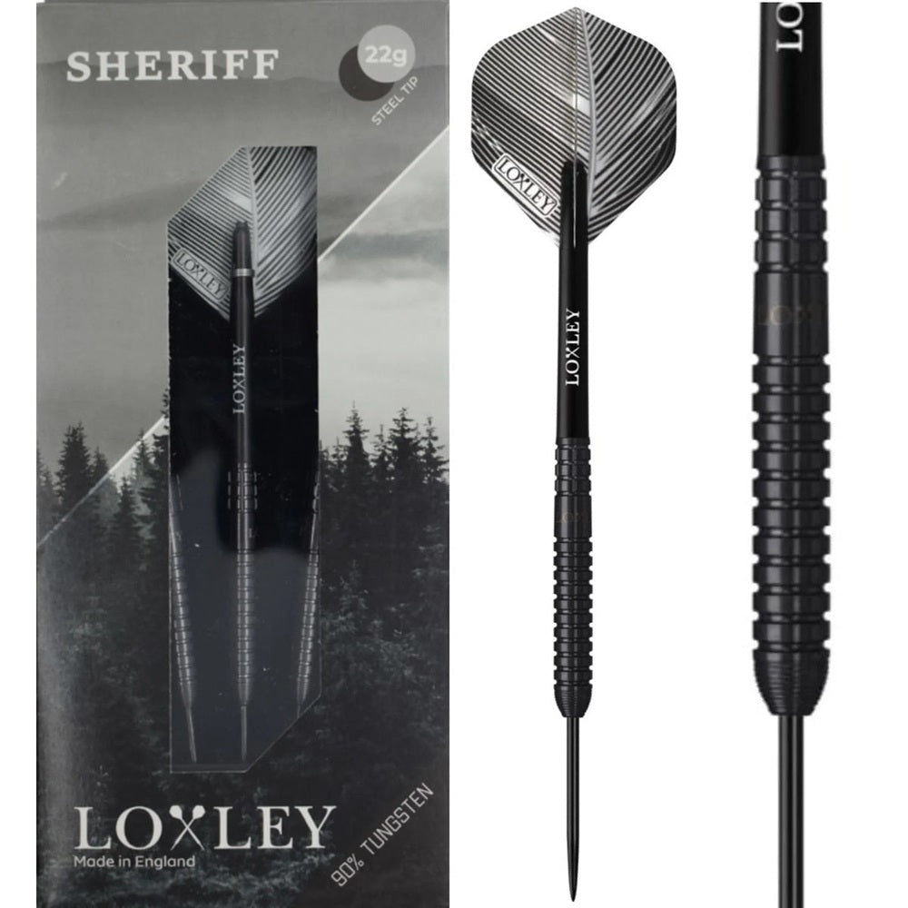 Loxley Sheriff Steeldarts 20g – schlanke Tungsten-Darts im Western-Design