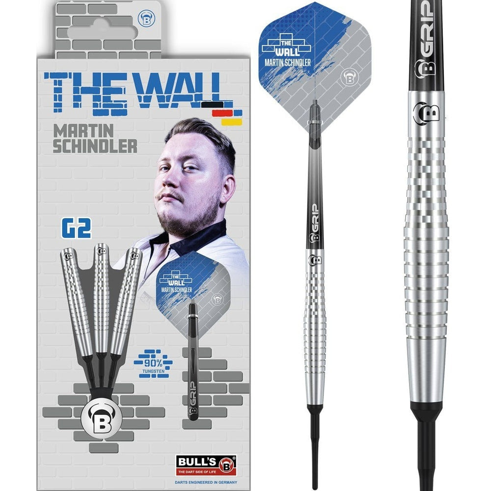 Bull’s Martin Schindler G2 Softdarts – 18g & 20g, schwarz-silber mit Signature-Branding