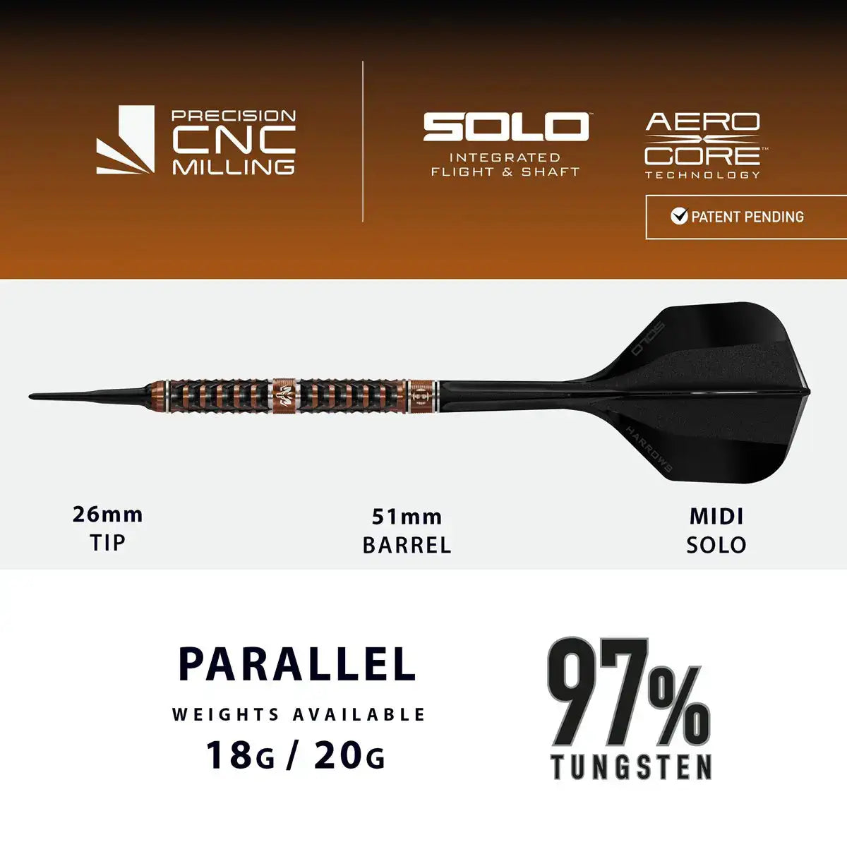 Harrows Wolfram Trinity 97% Softdarts 20 Gramm Softdarts KM-Shop Dart, Dartshop, Harrows, neu, Neuheiten 