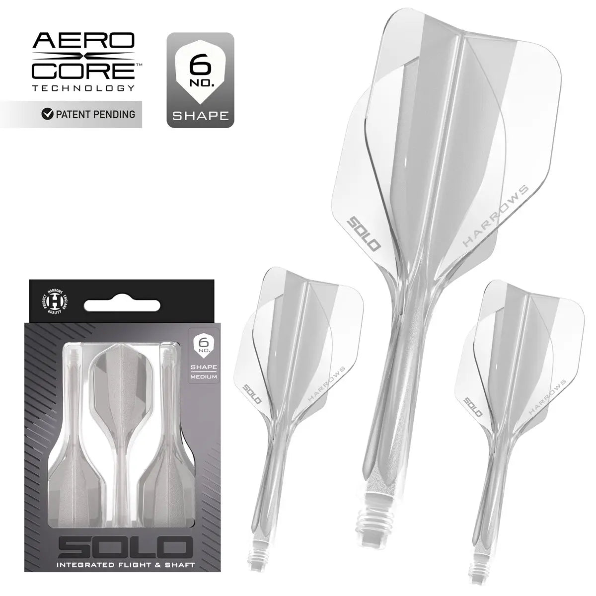 Harrows Solo 6 Shaft/Flight System Shape Shafts Transparent KM-Shop Dart, Dartshop, Flight-Shaft-Systeme, Harrows, neu, Neuheiten