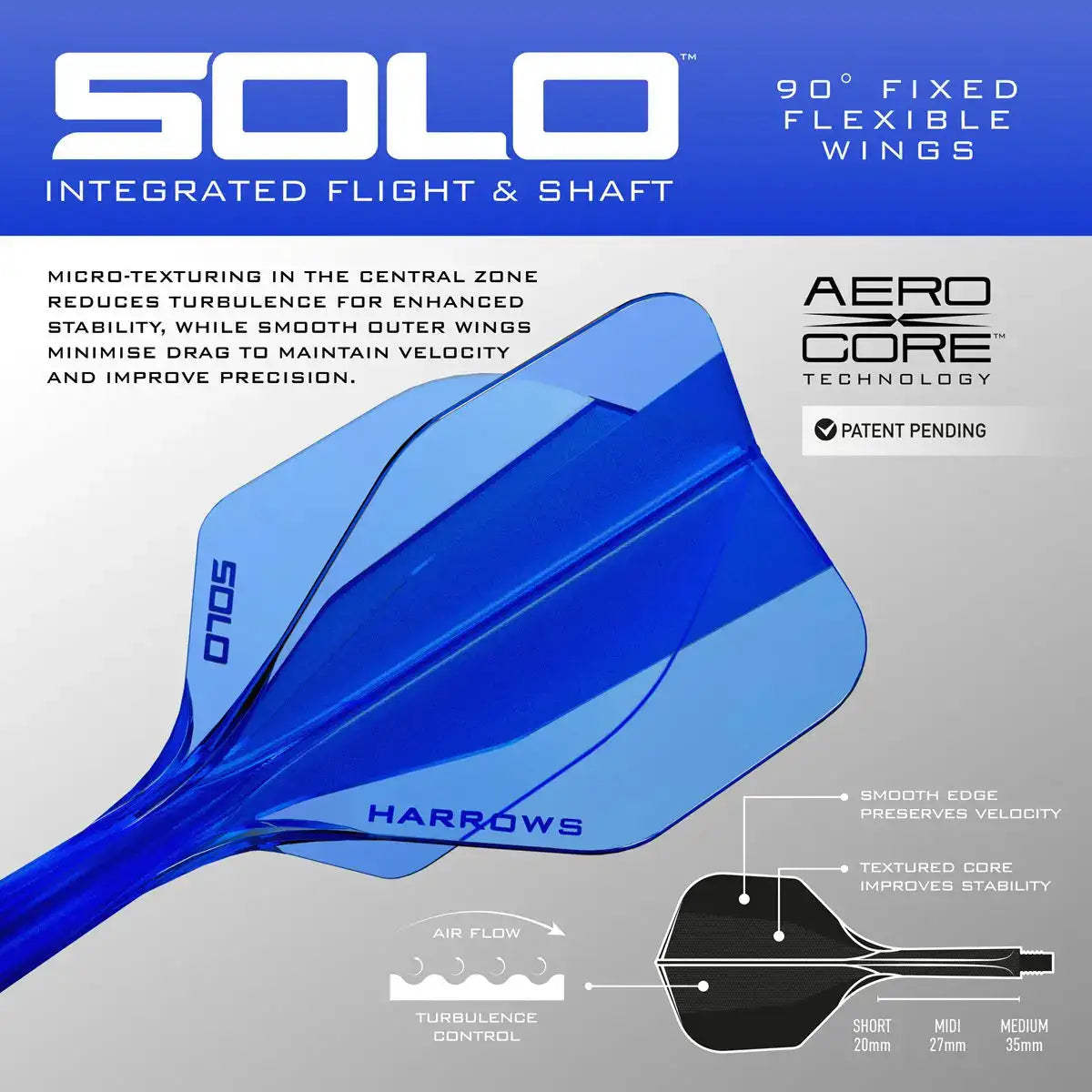 Harrows Solo 6 Shaft/Flight System Shape Shafts Blau M KM-Shop Dart, Dartshop, Flight-Shaft-Systeme, Harrows, neu, Neuheiten 