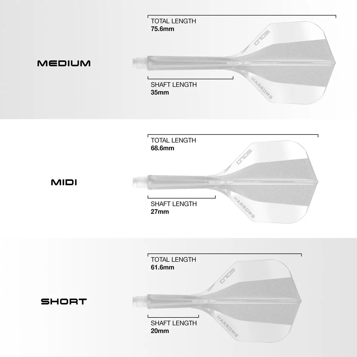 Harrows Solo 6 Shaft/Flight System Shape Shafts Transparent KM-Shop Dart, Dartshop, Flight-Shaft-Systeme, Harrows, neu, Neuheiten