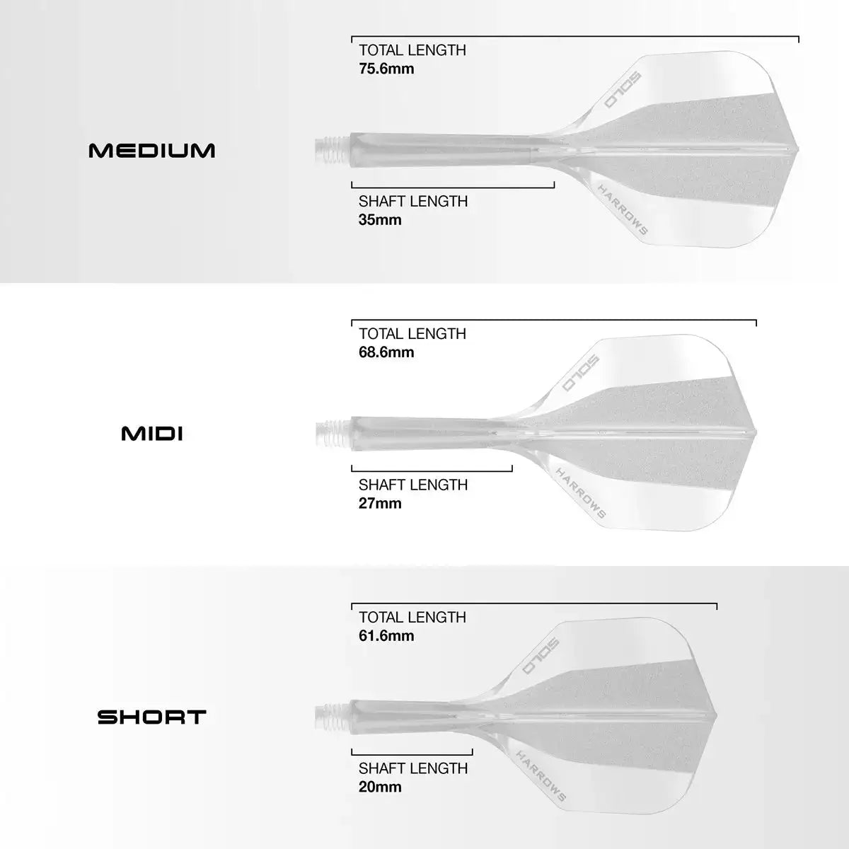 Harrows Solo 6 Shaft/Flight System Shape Shafts Transparent KM-Shop Dart, Dartshop, Flight-Shaft-Systeme, Harrows, neu, Neuheiten 