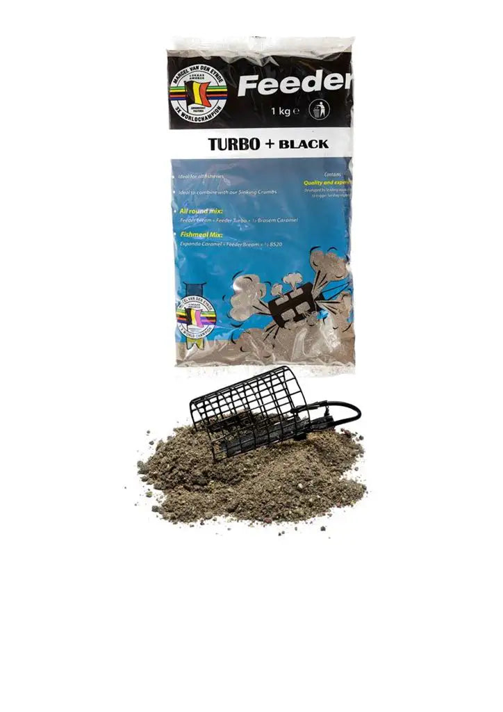 Marcel Van den Eynde  Feeder Turbo Black 1Kg KM-Shop fertigfutter, futter, grundfutter, Km-Tackle, kmtackle, VDE 