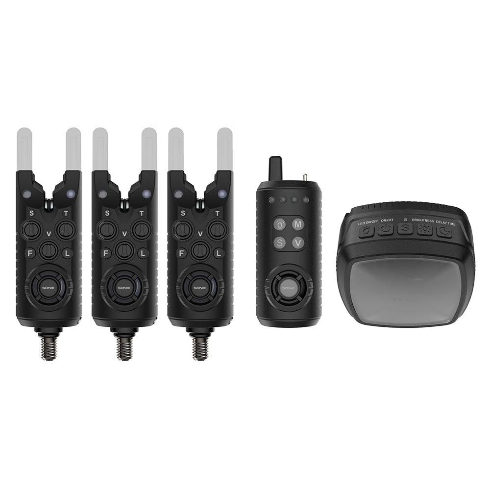 GIZMO2 ALARM SET 3+1 + BIVVY LAMP KM-Shop batterie, bissanzeiger, bite alarm, Karpfen, Sonik